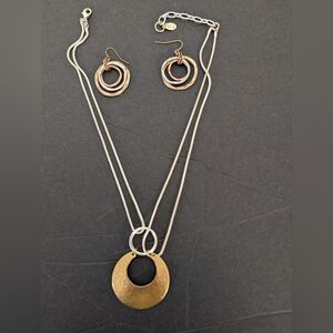 Marjorie Baer S.F Signed Two Tone Necklace. The Earrings Include But Not Signed